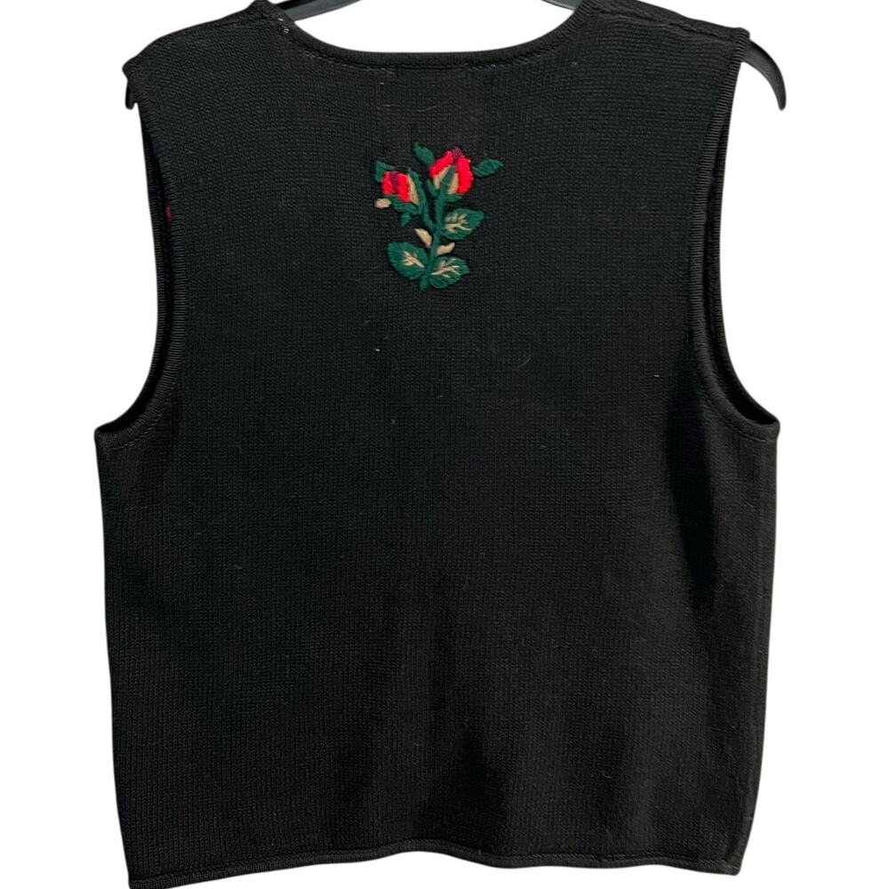 Christopher & Banks Vintage Sweater Vest Small Hand Embroidered Floral Holiday - Picture 4 of 12